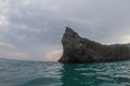 Monterosso cinque terre panorama rock at sunset from the sea Royalty Free Stock Photo