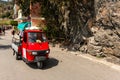 Piaggio Ape, a traditional three wheels car used for transportings stuffs, Monterosso, Italy