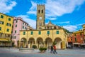 MONTEROSSO, ITALY, MARCH 13, 2016: view of a church situated on the main square of monterosso al mare, cinque terre Royalty Free Stock Photo