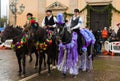 MONTEROTONDO, ITALY - JANUARY 15, 2023: Portrait of beautiful horses at the patronal feast of Sant`Antonio in Monterotondo city