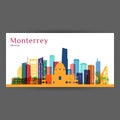 Monterrey city architecture silhouette.