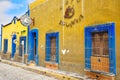 Monterrey, Mexico-9 December, 2018: Colorful cafes and restaurants in the center of the old city Barrio Antiguo at a peak