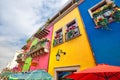 Monterrey, Mexico-9 December, 2018: Colorful historic buildings in the center of the old city Barrio Antiguo at a peak tourist