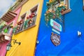 Monterrey, Mexico-9 December, 2018: Colorful historic buildings in the center of the old city Barrio Antiguo at a peak tourist