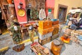 Monterrey, Mexico-9 December, 2018: Market stands on the streets of historic city center Barrio Antiguo in Monterrey displaying