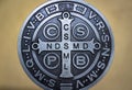 Saint Benedict medall symbols Royalty Free Stock Photo