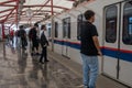 Monterrey, Nuevo Leon. 2023-10-12. Metro train at the Felix U Gomez station