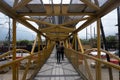 Monterrey, Nuevo LeÃÂ³n. 10-05-2023. People Walking on the Bridge that connects Parque Fundidora with the Y Griega Station Royalty Free Stock Photo