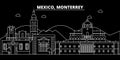 Monterrey silhouette skyline. Mexico - Monterrey vector city, mexican linear architecture, buildings. Monterrey travel Royalty Free Stock Photo