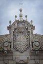 Montesacro Palace coat of arms in Cambados, Rias Bajas, Pontevedra, Galicia, Spain Royalty Free Stock Photo