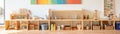 Montessori Art Corner With Openended Creativity And Supplies Panoramic Banner Royalty Free Stock Photo