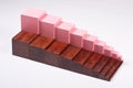 Montessori Learning Materials: Brown Stairs and Pink Tower Royalty Free Stock Photo