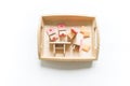 Montessori material. Wooden furniture for the doll house