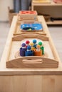 Montessori wood material for the learning of children