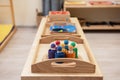 Montessori wood material for the learning of children Royalty Free Stock Photo