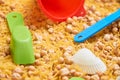 Montessory sensory texture experimentation in school Royalty Free Stock Photo