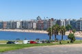 MONTEVIDEO, URUGUAY - Dezember 25, 2015: Landmark place at pocitos beach in which is located the montevideo letters, a place for