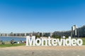 MONTEVIDEO, URUGUAY - Dezember 25, 2015: Landmark place at pocitos beach in which is located the montevideo letters, a place for