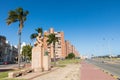 MONTEVIDEO, URUGUAY - FEBRUARY 03, 2018: Boulevard along Pocitos beach in Montevideo, Uruguay. Montevideo is the capital and Royalty Free Stock Photo