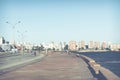 MONTEVIDEO, URUGUAY - FEBRUARY 03, 2018: Boulevard along Pocitos beach in Montevideo, Uruguay. Montevideo is the capital and Royalty Free Stock Photo