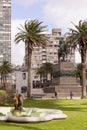 Independence Square in Montevideo, Uruguay. It`s the city center, with statue of Artigas, the Gate of the Citadel, Executive Towe