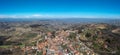 panorama view of the picturesque village of Montforte d\'Alba in the Barolo wine region of the Italian Piedmont