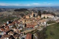 view of the picturesque village of Montforte d\'Alba in the Barolo wine region of the Italian Piedmont