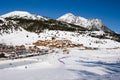 Montgenevre view to the village from the ski slopes, France. Holiday destination white week