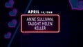 April 14, 1866 - Anne Sullivan, taught Helen Keller, brithday noen text effect on bricks background