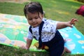 9 Month Baby Boy Outdoors in Summer - stock photo, Cute Boy playing in the park, Sweet Little baby boy enjoying