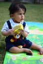 9 Month Baby Boy Outdoors in Summer - stock photo, Cute Boy playing in the park, Sweet Little baby boy enjoying