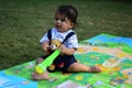 9 Month Baby Boy Outdoors in Summer - stock photo, Cute Boy playing in the park, Sweet Little baby boy enjoying Royalty Free Stock Photo