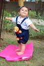 9 Month Baby Boy Outdoors in Summer - stock photo, Cute Boy playing in the park, Sweet Little baby boy enjoying Royalty Free Stock Photo