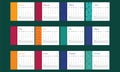 12 Month, Colorful Desk Calendar Template Design With Abstract