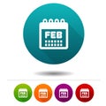 Month February icon. Calendar symbol sign. Web Button Royalty Free Stock Photo