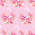 Pattern with a pink ribbon in the month of the fight against breast cancer 6