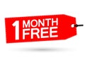 1 month free, sale banner design template, discount tag, vector illustration