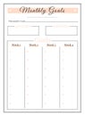 Month goals minimalist planner page design