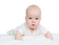 4 month infant child baby girl lying on bed Royalty Free Stock Photo