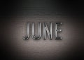 Month of June metallic text graphic for headers and titles Royalty Free Stock Photo