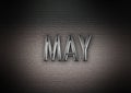 Month of May metallic text graphic for headers and titles Royalty Free Stock Photo