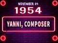 November 4, 1954 - Yanni, composer , brithday noen text effect on bricks background Royalty Free Stock Photo