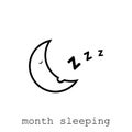 month is sleeping. beautiful flat illustration. vector design