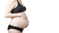 6 month young attractive pregnant woman on sport underwear Royalty Free Stock Photo