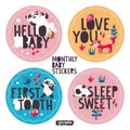 Monthly baby stickers with cute animals for capturing baby`s special moments