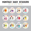 Monthly baby stickers for little girls and boys.