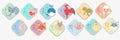 Monthly baby stickers from 1 to 12 months with cute animals newborn baby stickers Royalty Free Stock Photo
