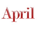 monthly calendar, april, metallic 3d alphabet, 3d illustration