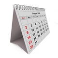 Monthly calendar - August 2020 isolated on white