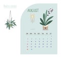 Calendar 2020. Calendar set with modern plants and home garden floral with gold in minimalistic geometric scandinavian style and